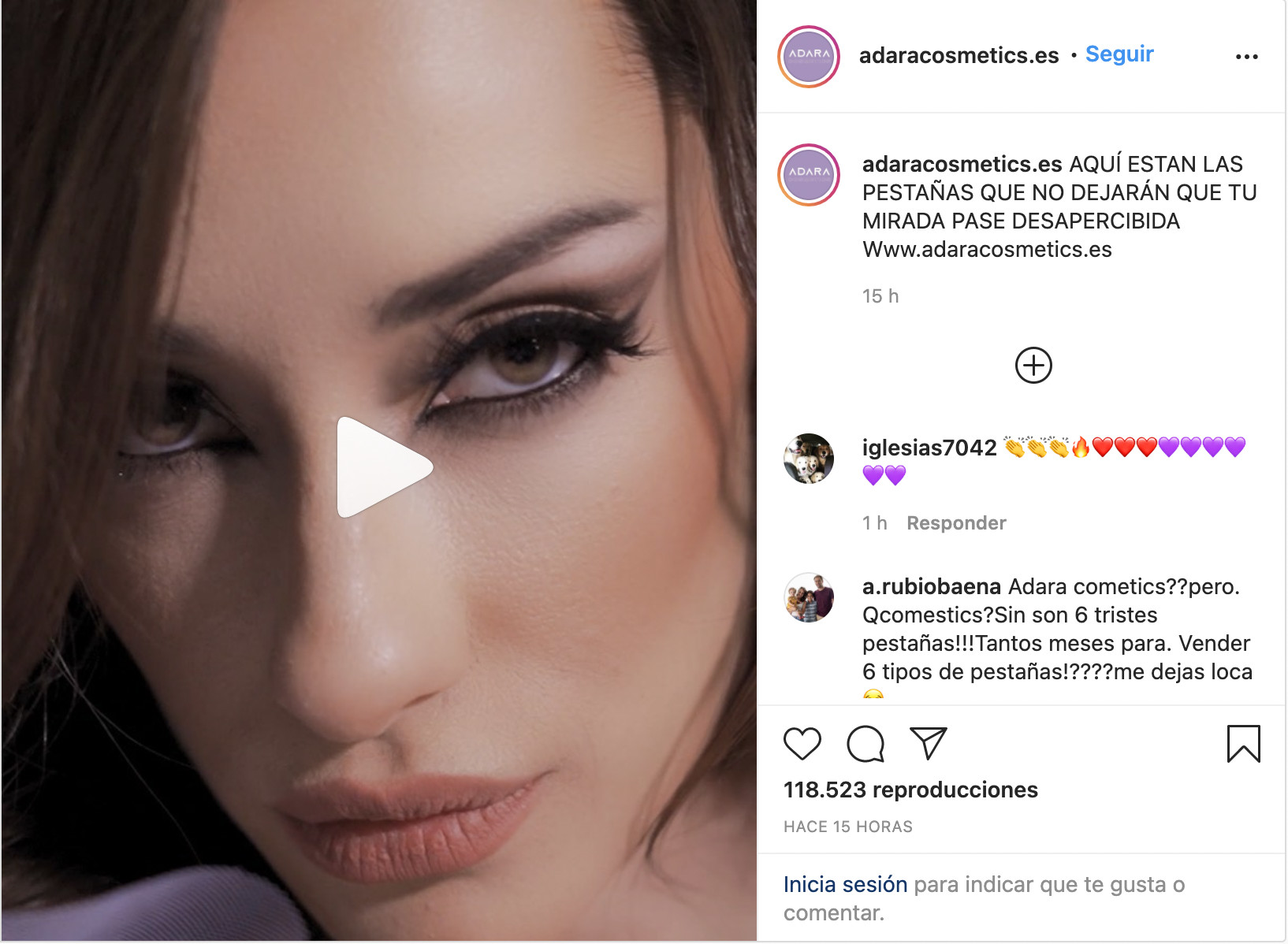 Publicación de Adara Cosmetics / INSTAGRAM