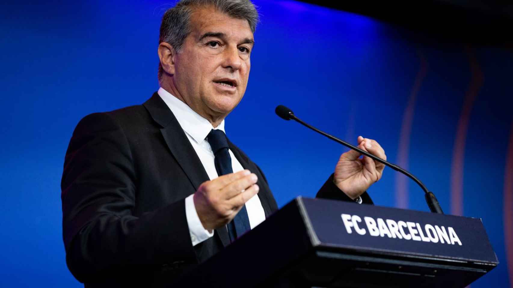 Joan Laporta en rueda de prensa con el Barça / FC Barcelona