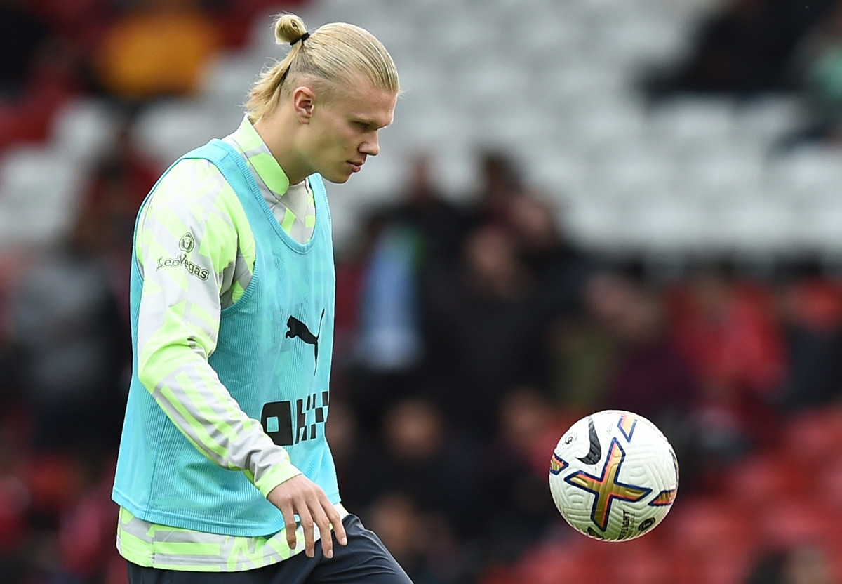 Erling Haaland, durante un calentamiento con el Manchester City / EFE