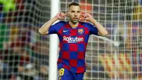 Jordi Alba celebrando un gol del Barça / EFE