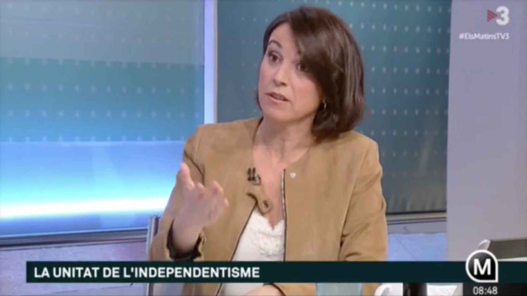 Captura de 'Els Matins' en el momento en que la periodista Lídia Heredia le dice a Torra que los 'indepes' no llegan al 50% / CCMA