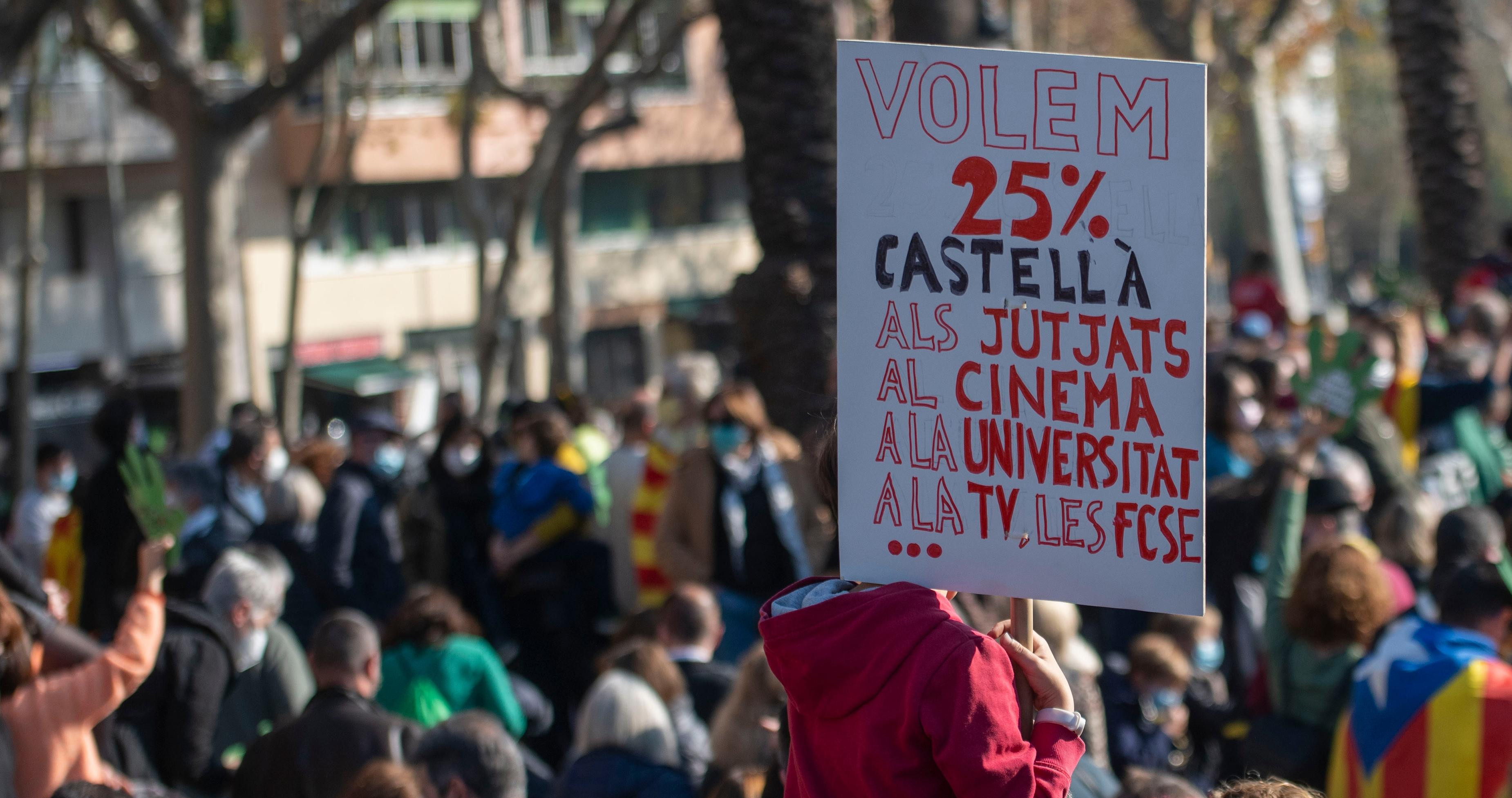 Manifestación contra el fallo del TSJC del castellano en las escuelas  / EP