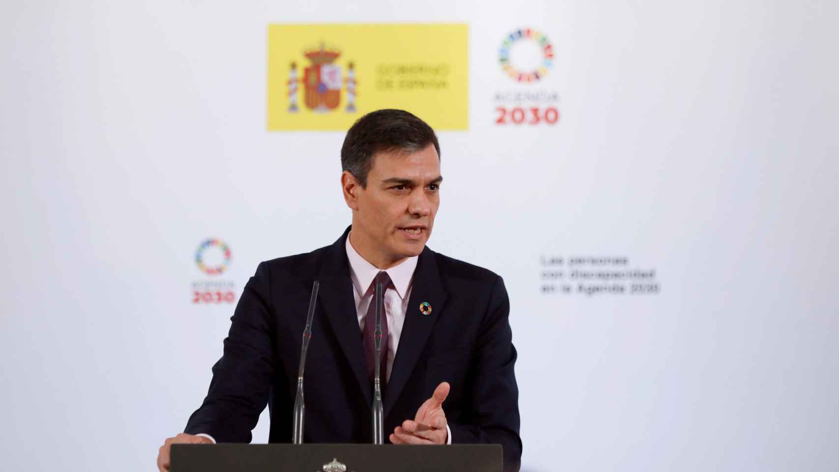 Pedro Sánchez, durante la presentación del acto 'Las personas con discapacidad en la Agenda 2030' / EFE