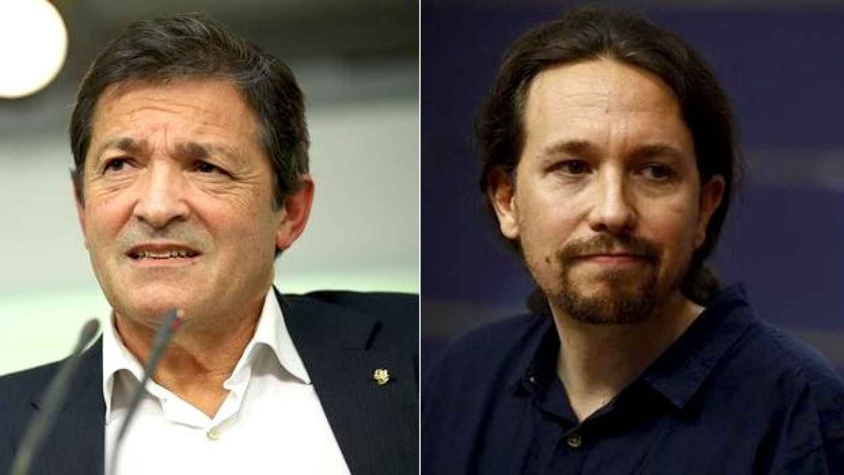 Javier Fernández (i), presidente de la gestora socialista, y Pablo Iglesias (d), líder de Podemos / FOTOMONTAJE DE CG