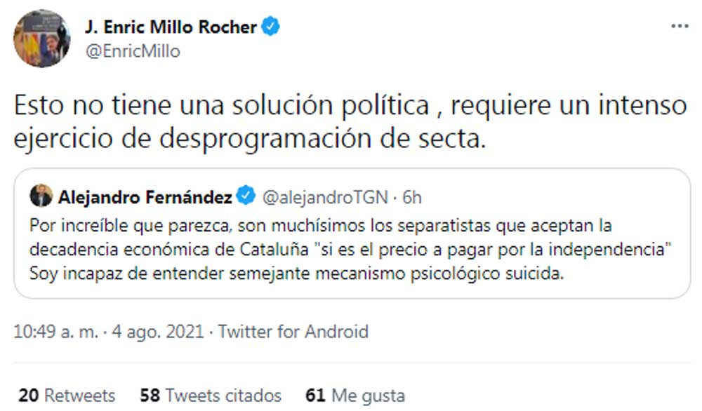 Enric Millo, pesimista con el 'procés' / TWITTER