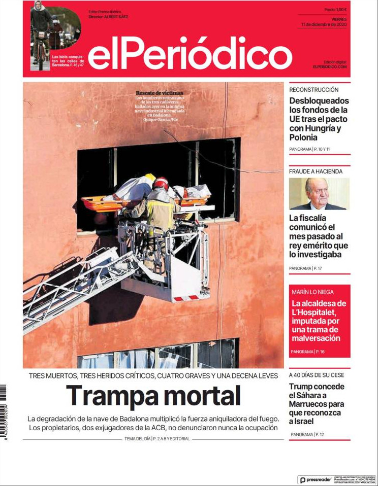 Portada de 'El Periódico' del 11 de diciembre de 2020 / KIOSKO.NET