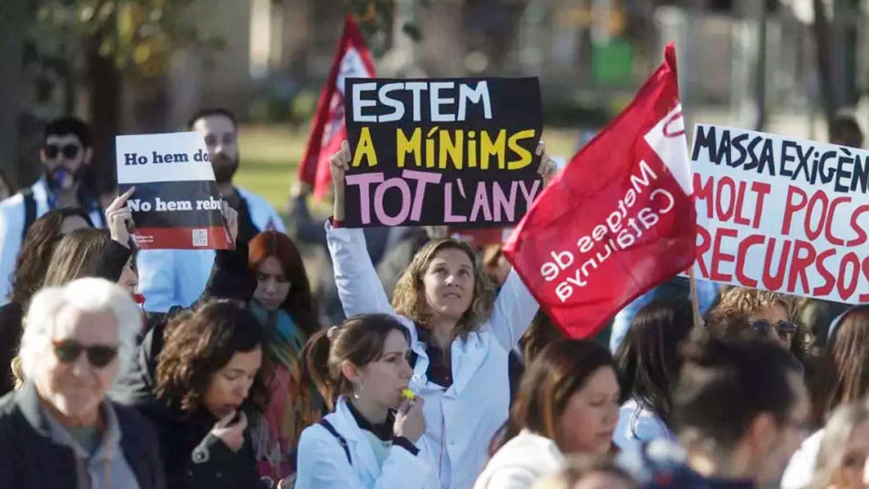 Imagen de la huelga que convocó Metges de Catalunya a principios de año / EFE