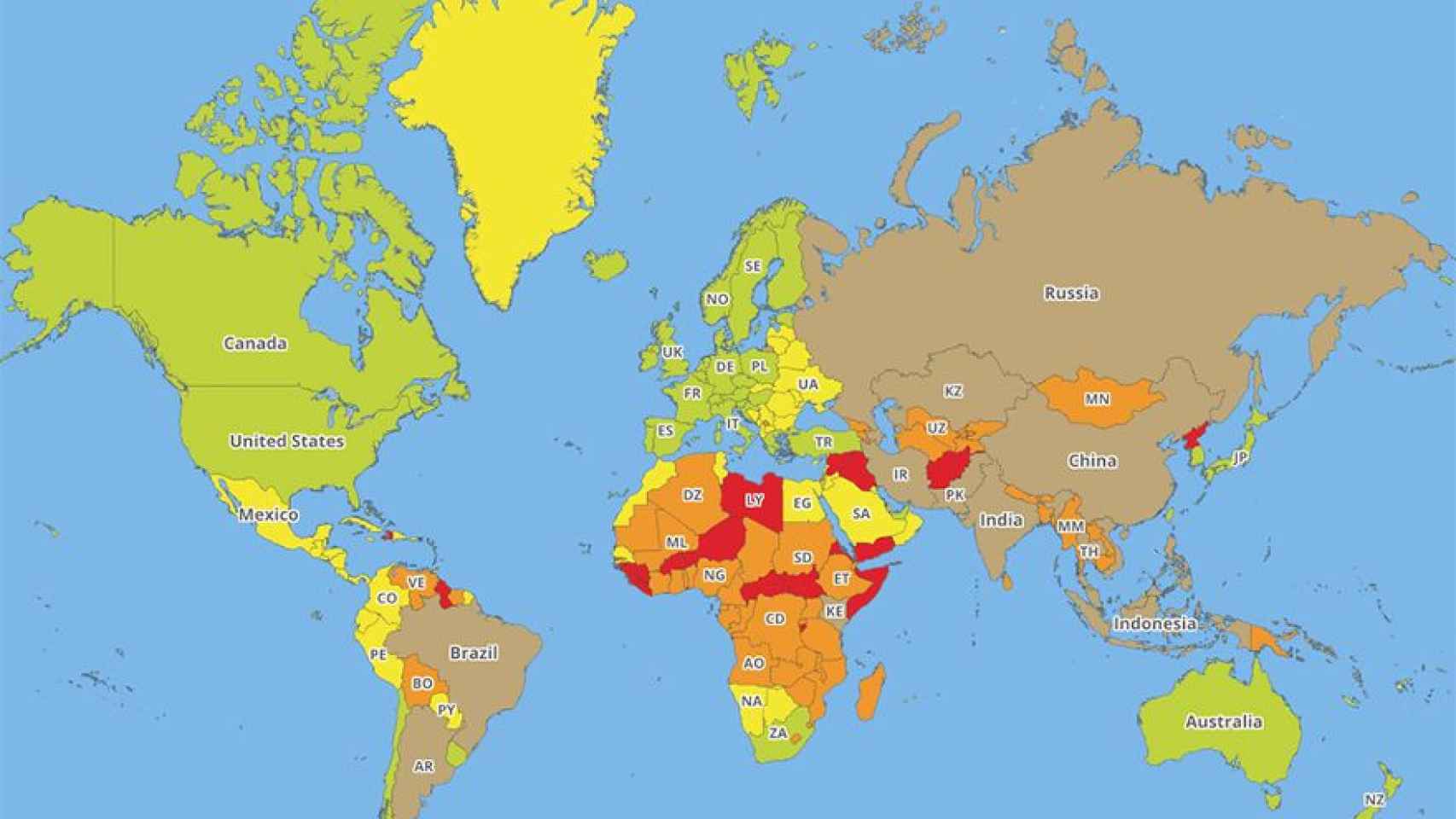 La lista de países más peligrosos del mundo para los turistas