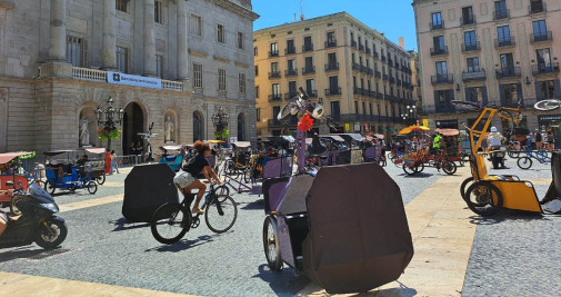 Protesta de bicitaxis en Barcelona, este jueves - EUROPA PRESS