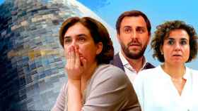 Ada Colau, Toni Comín y Dolors Montserrat, los tres principales promotores de la candidatura catalana a la agencia del medicamento / FOTOMONTAJE DE CG