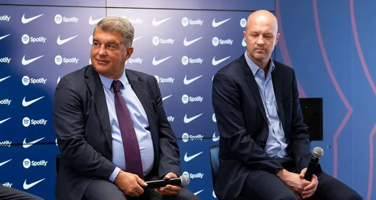 Joan Laporta y Jordi Cruyff, en la presentación de un fichaje del Barça / FCB