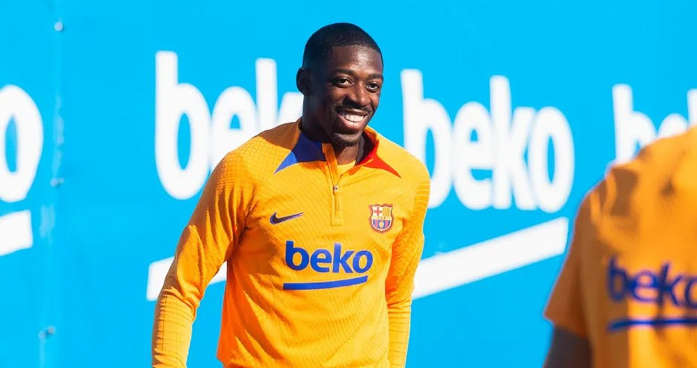 Ousmane Dembelé, durante un entrenamiento con el Barça de Laporta / FCB