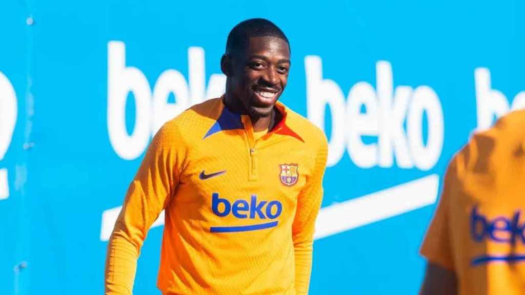 Ousmane Dembelé, durante un entrenamiento con el Barça de Laporta / FCB