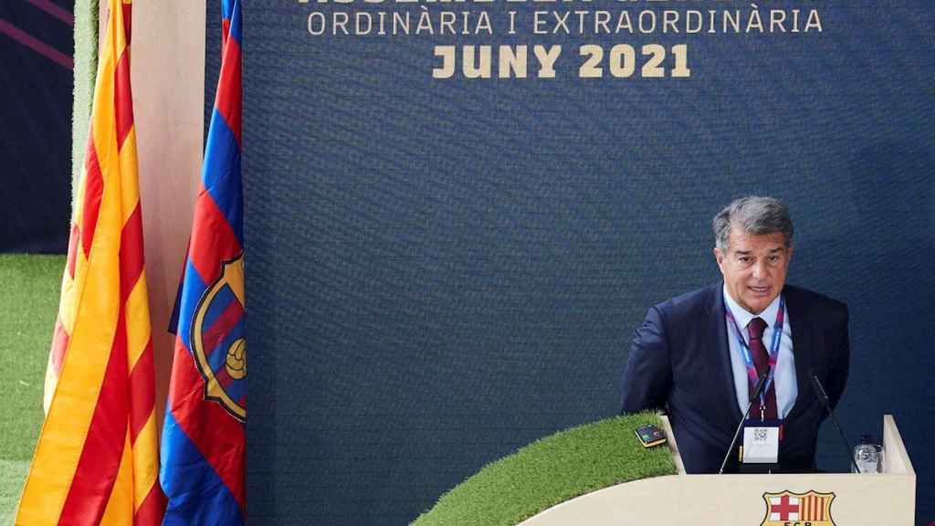 Joan Laporta, en la Asamblea de compromisarios del Barça / EFE