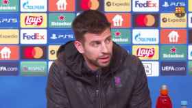 Gerard Piqué, en una rueda de prensa del Barça / FCB