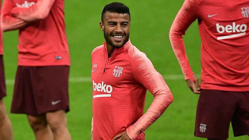 Una foto de Rafinha durante un entrenamiento del Barça / Twitter