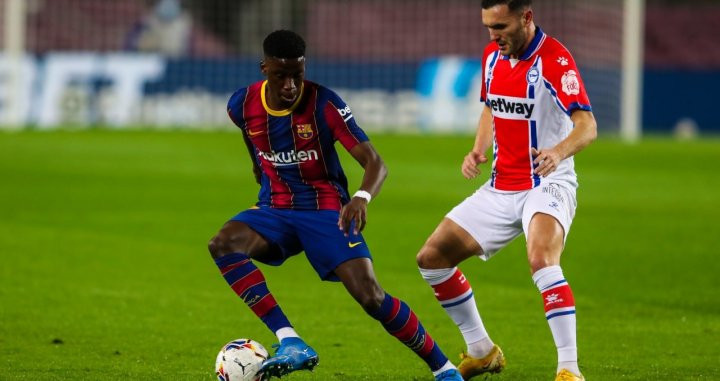 Ilaix Moriba en su debut en Liga con el Barça ante el Alavés en el Camp Nou / FCB