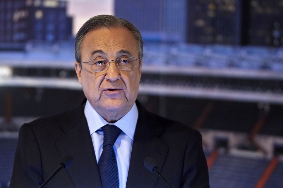 El presidente del Real Madrid, Florentino Pérez, durante una rueda de prensa / EFE