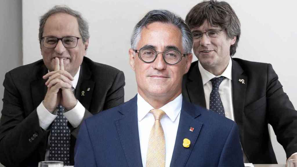 Montaje con Quim Torra y Carles Puigdemont de fondo y Ramon Tremosa en primer plano / CG