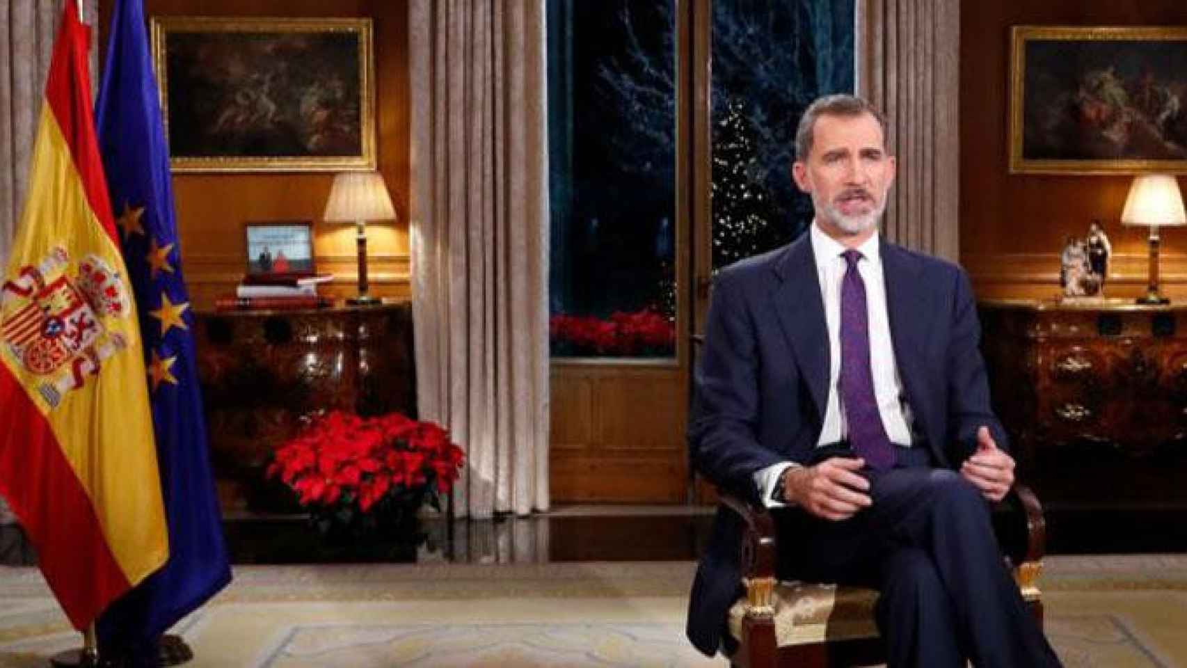 El rey Felipe VI, durante su mensaje de Navidad / EFE