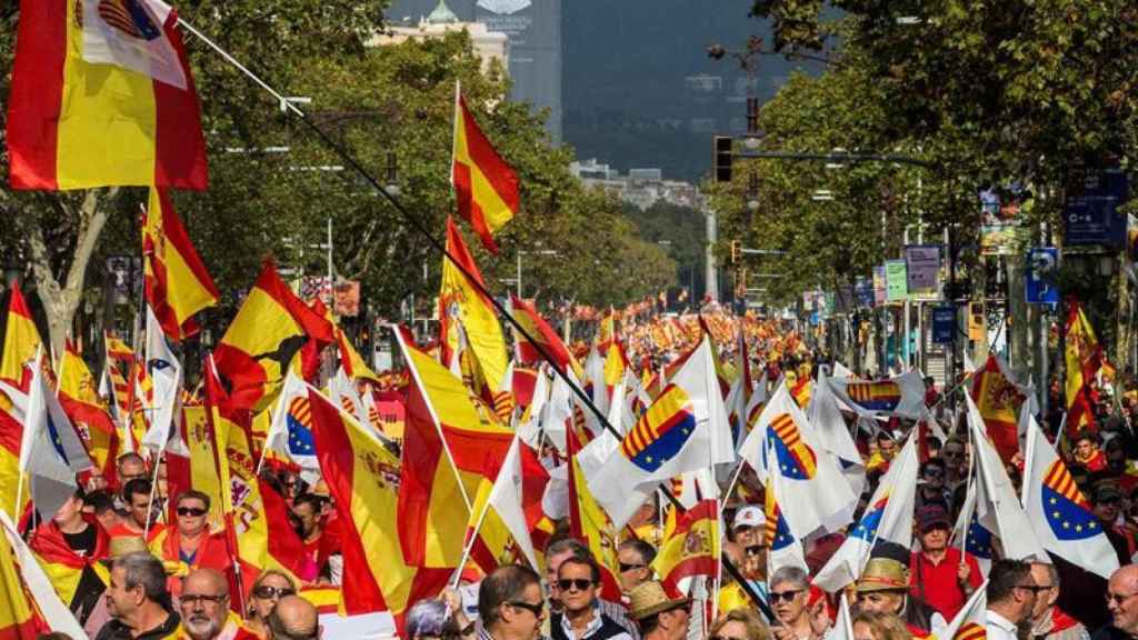 Imagen de la manifestación del 12 de octubre en Barcelona / EFE