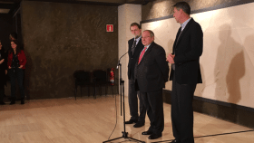 Mariano Rajoy, junto a Xavier Garcia Albiol y José Luis Bonet (Freixenet) / CG