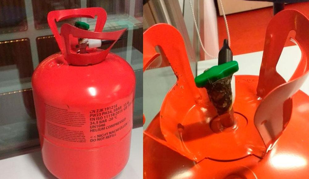 Imágenes de la bombona que simulaba un artefacto explosivo desactivada por los Mossos d'Esquadra en Barcelona / CG