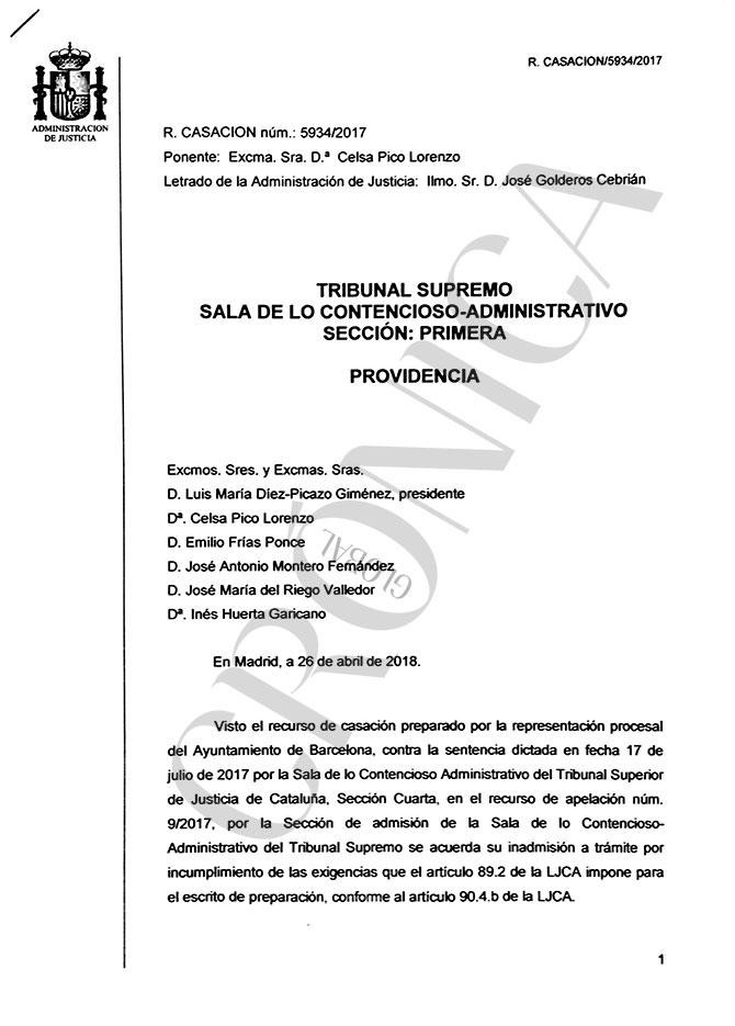 Providencia del Tribunal Supremo