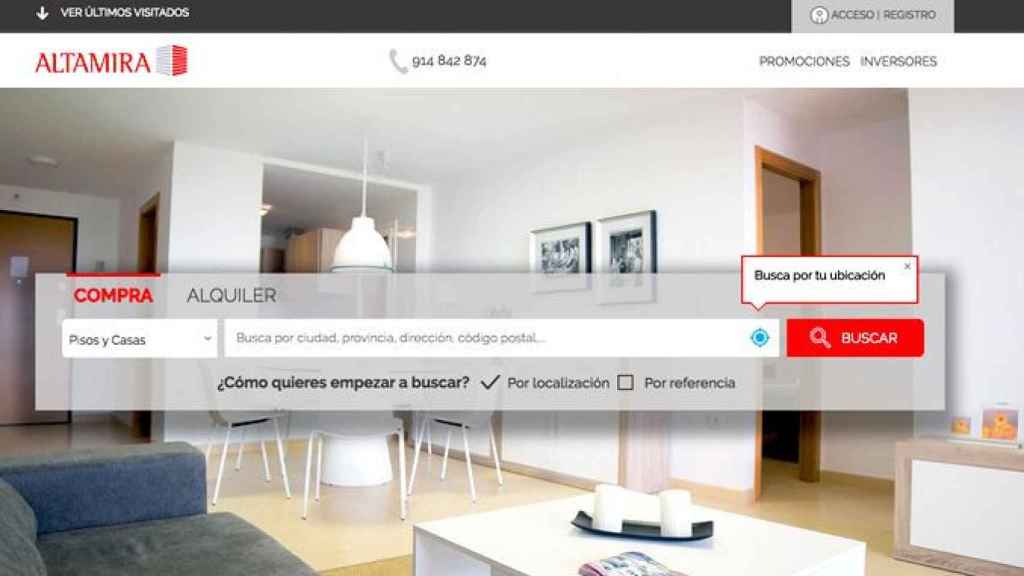 Imagen del portal de Altamira, la inmobiliaria de Banco Santander y el fondo Apollo que empieza a operar en Amazon / CG