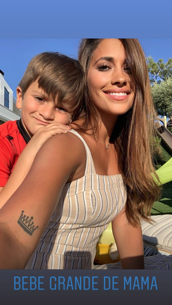 Antonella Roccuzzo y su hijo Thiago