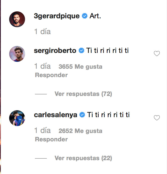 Sergi Roberto y Carles Aleñá comentan la última publicación de Piqué