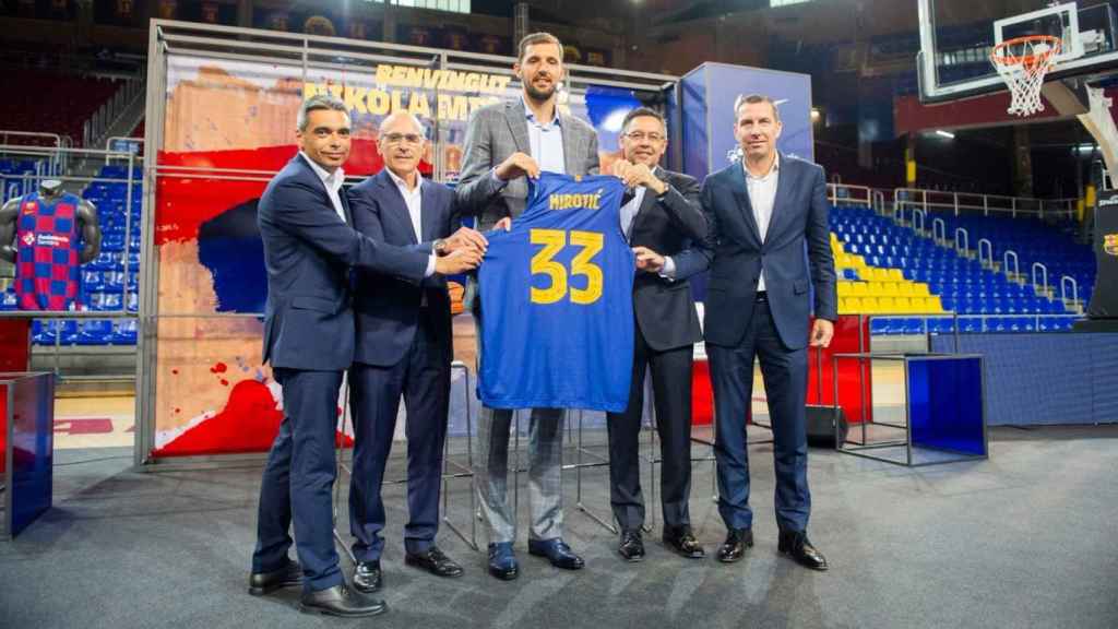 Nikola Mirotic en su presentación como nuevo jugador del FC Barcelona / EFE