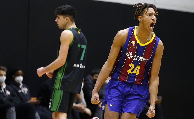 Michael Caicedo, en un partido del Barça de la pasada temporada