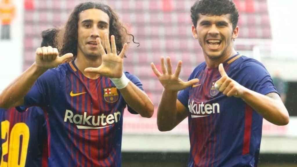 Carles Aleñá y Marc Cucurella con el Barça B / EFE