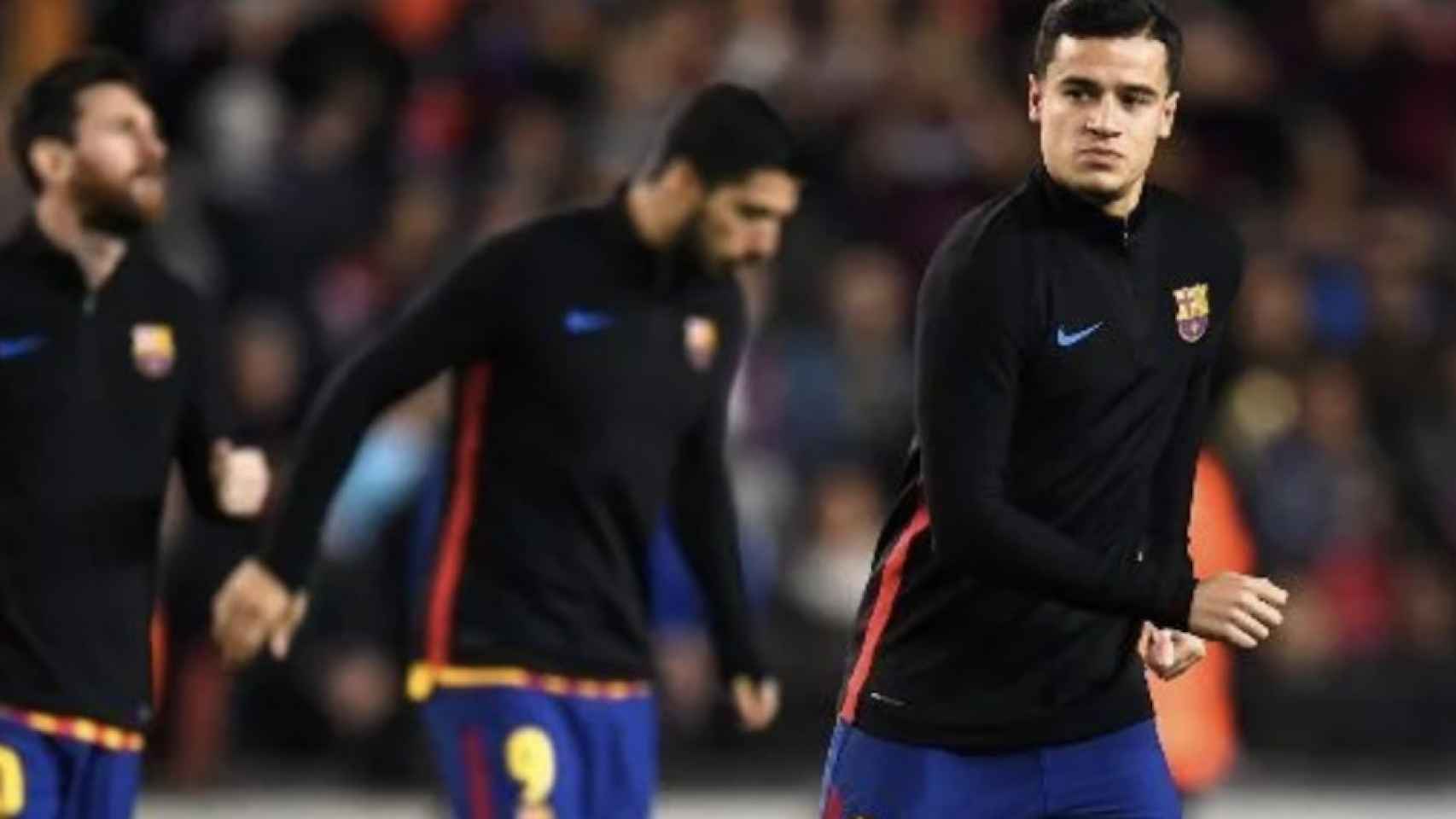 Una foto de Philippe Coutinho, Luis Suárez y Leo Messi / Twitter