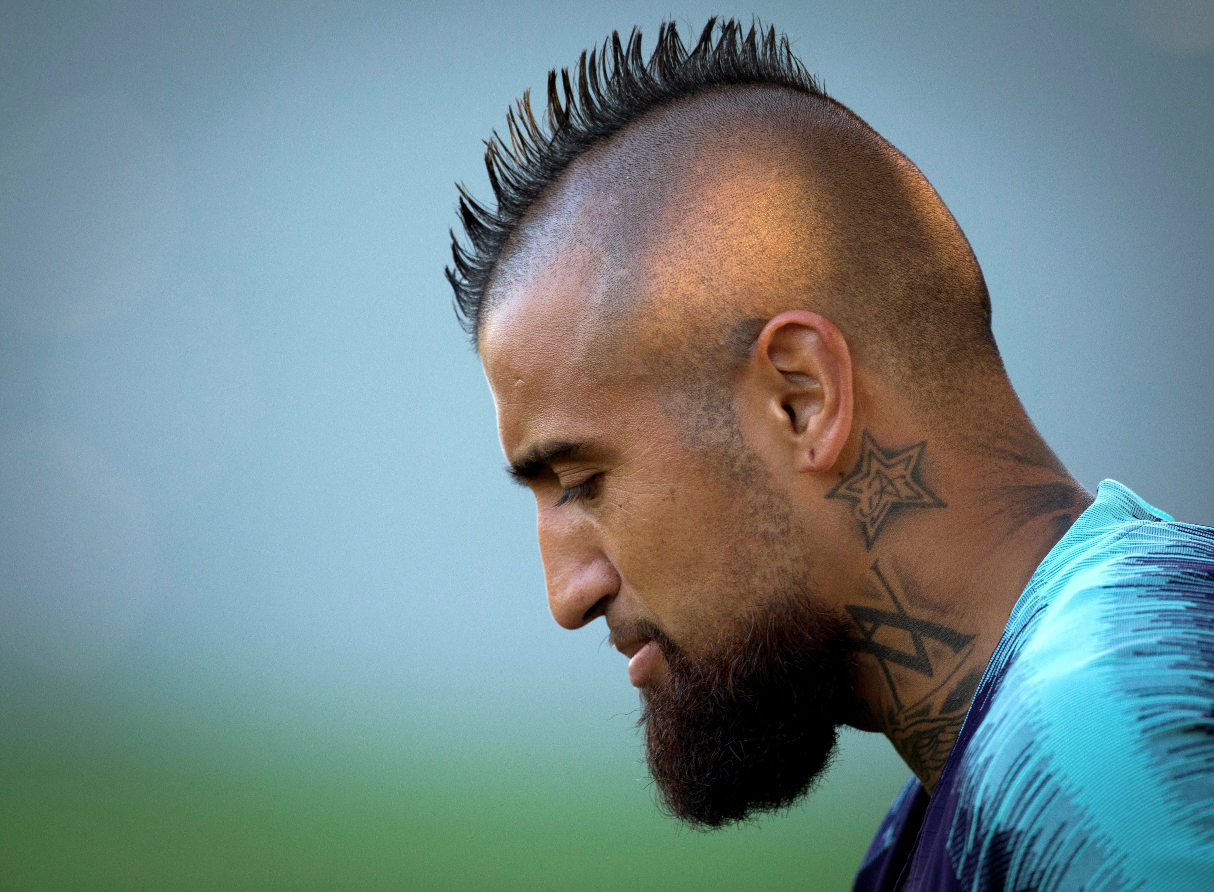 Arturo Vidal durante un entrenamiento del Barça / EFE