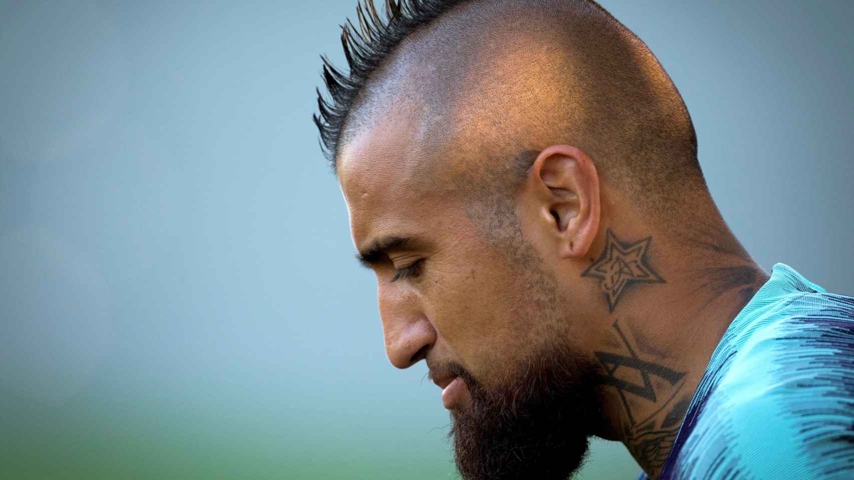 Arturo Vidal durante un entrenamiento del Barça / EFE