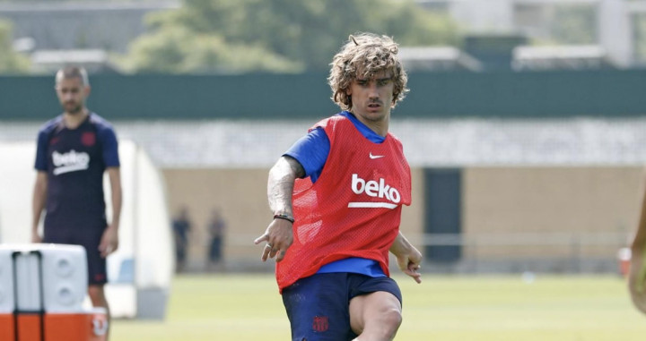 Una foto de Antoine Griezmann durante un entrenamiento del Barça / FCB