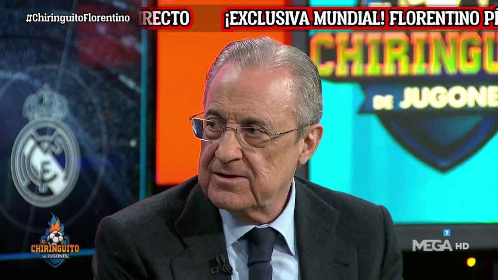 Florentino Pérez acudiendo a 'El Chiringuito' para dar la primera entrevista sobre la Superliga