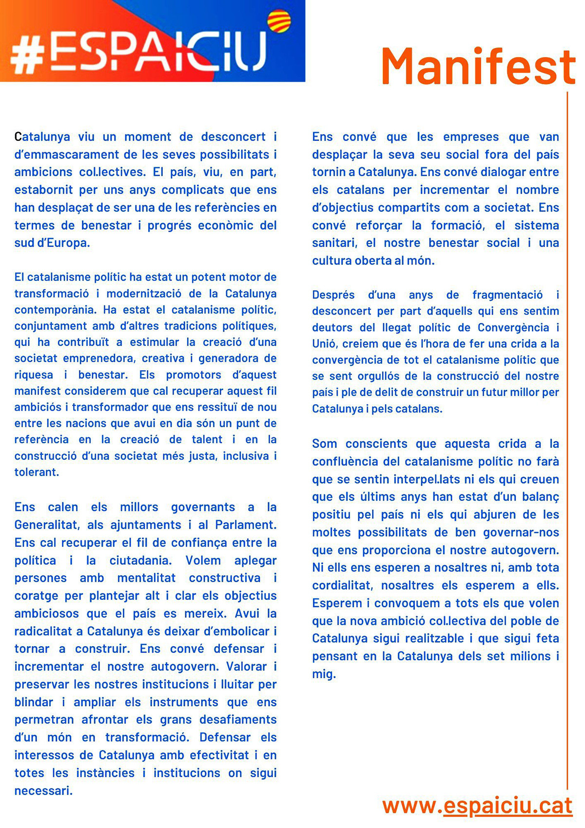 Manifiesto de Espai CiU