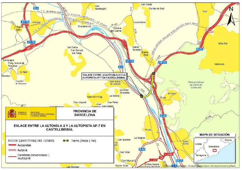 Enlace entre la A-2 y la AP-7 en Castellbisbal, que une el Baix Llobregat y el Vallès Occidental