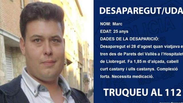 Cartel de búsqueda de Marc, que desapareció a finales de agosto / MOSSOS D'ESQUADRA