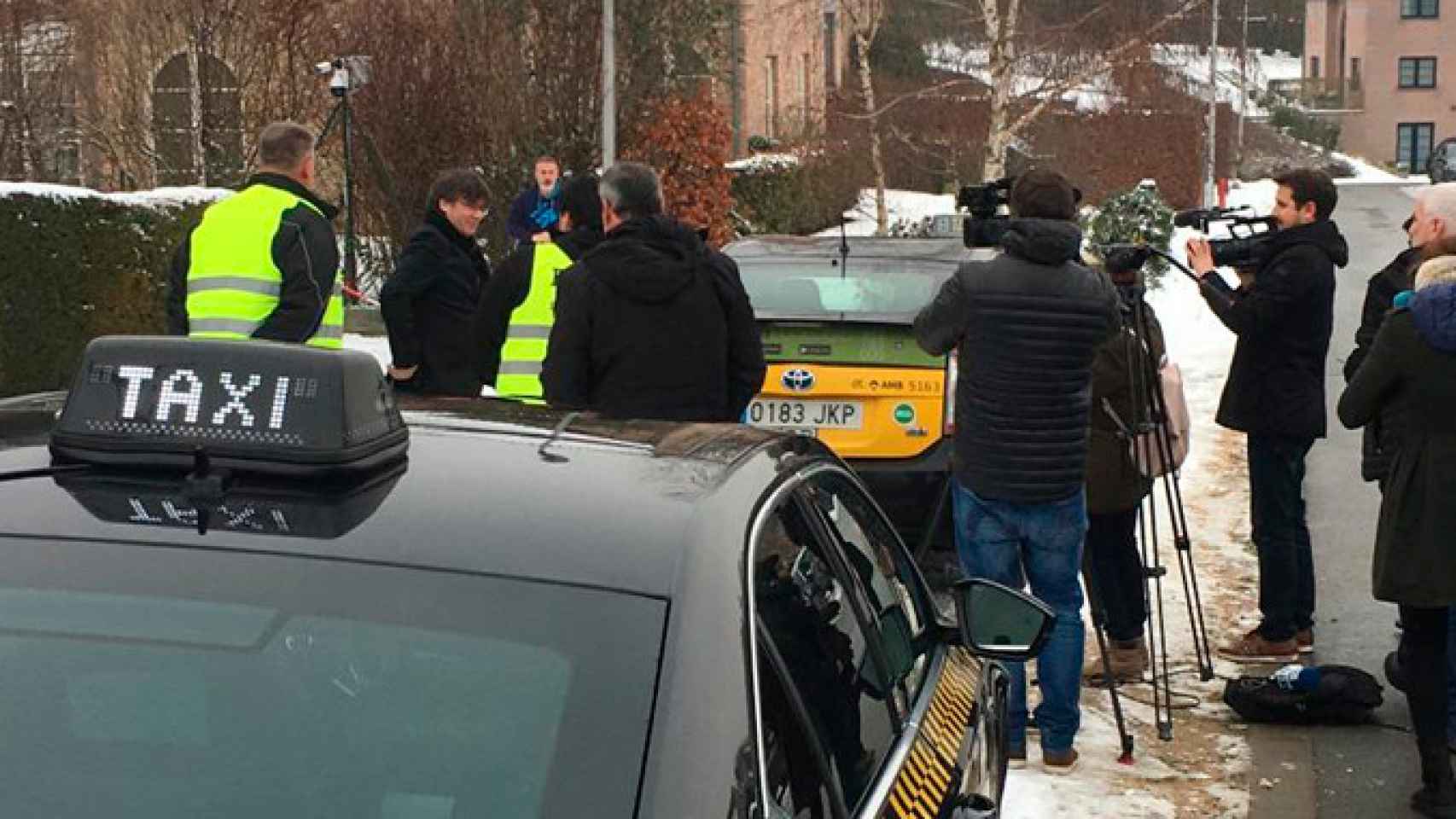 Los taxistas, con Carles Puigdemont en la villa de Waterloo (Bélgica) / CG