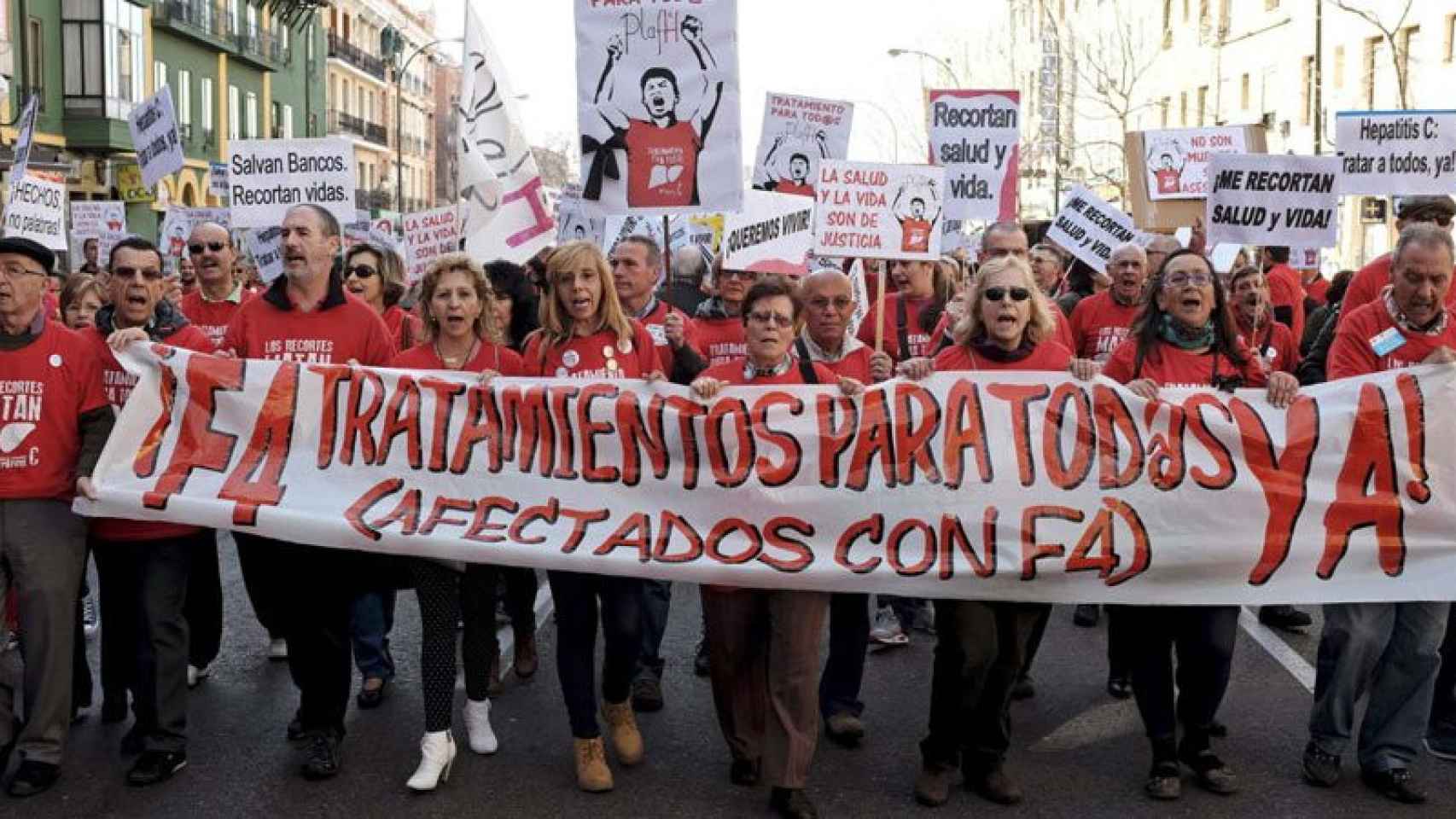 Manifestación de afectados por hepatitis C.