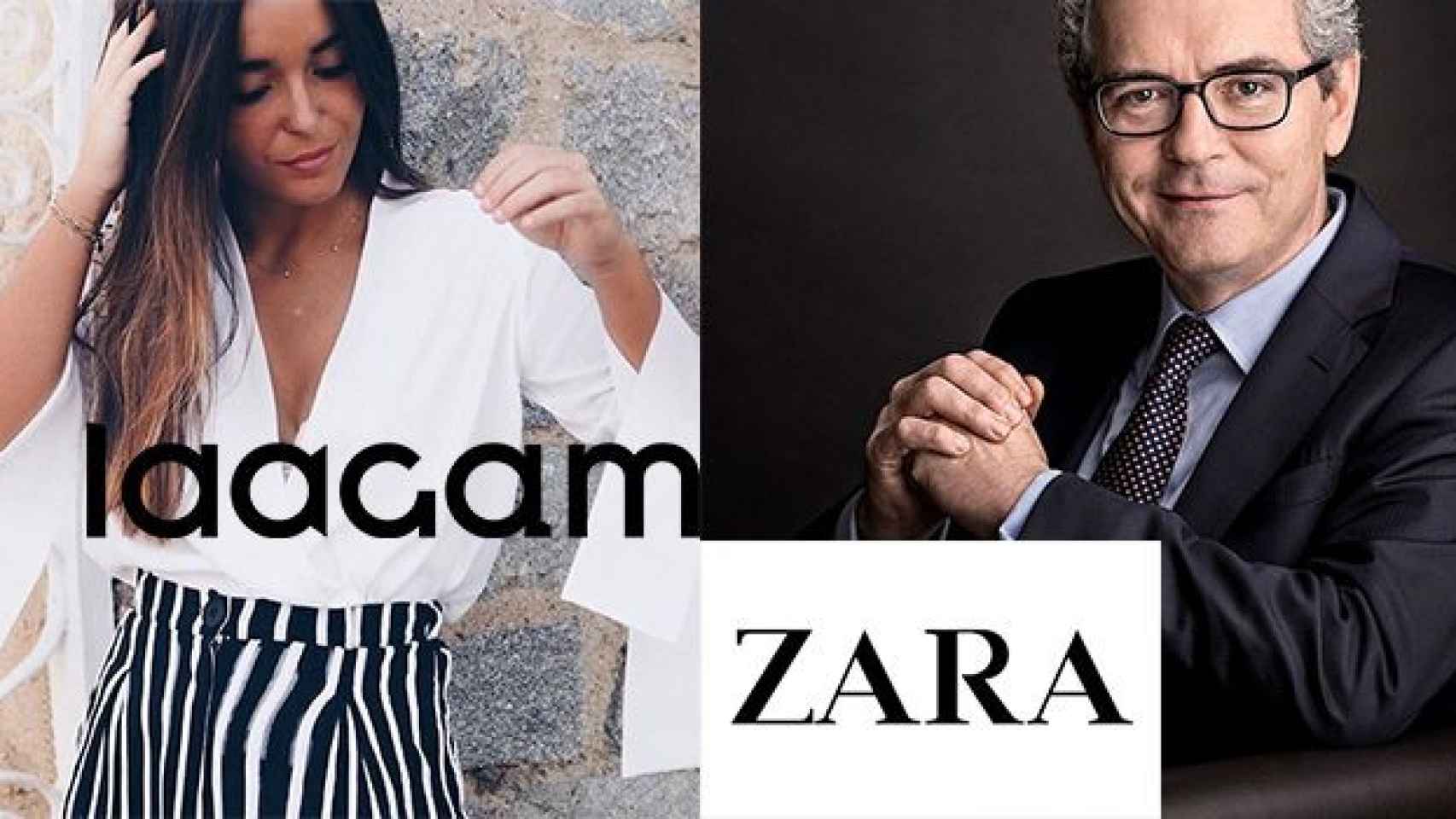 Inés Arroyo, creadora de Laagam, y Pablo Isla, presidente de Inditex / FOTOMONTAJE CG