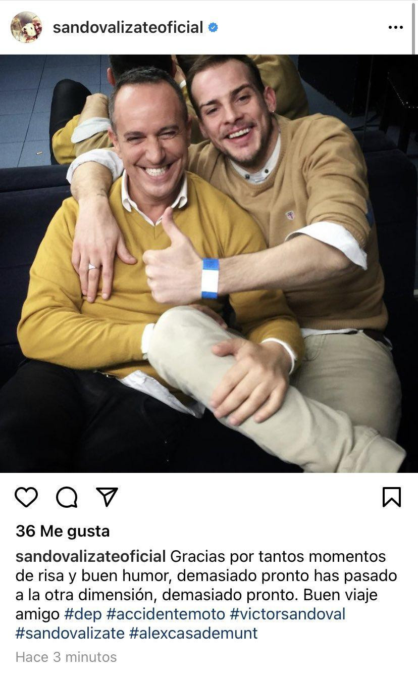 Publicación original de Víctor Sándoval con Álex Casademunt / INSTAGRAM