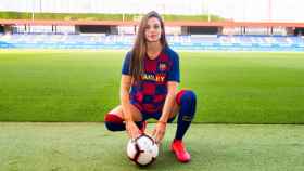 Gio Queiroz, en su presentación como jugadora del Barça Femenino FCB