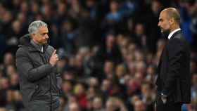 Mourinho celebrando un gol ante Guardiola / EFE