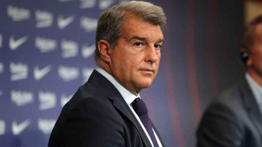 Joan Laporta, durante la presentación de un jugador en Can Barça / FCB