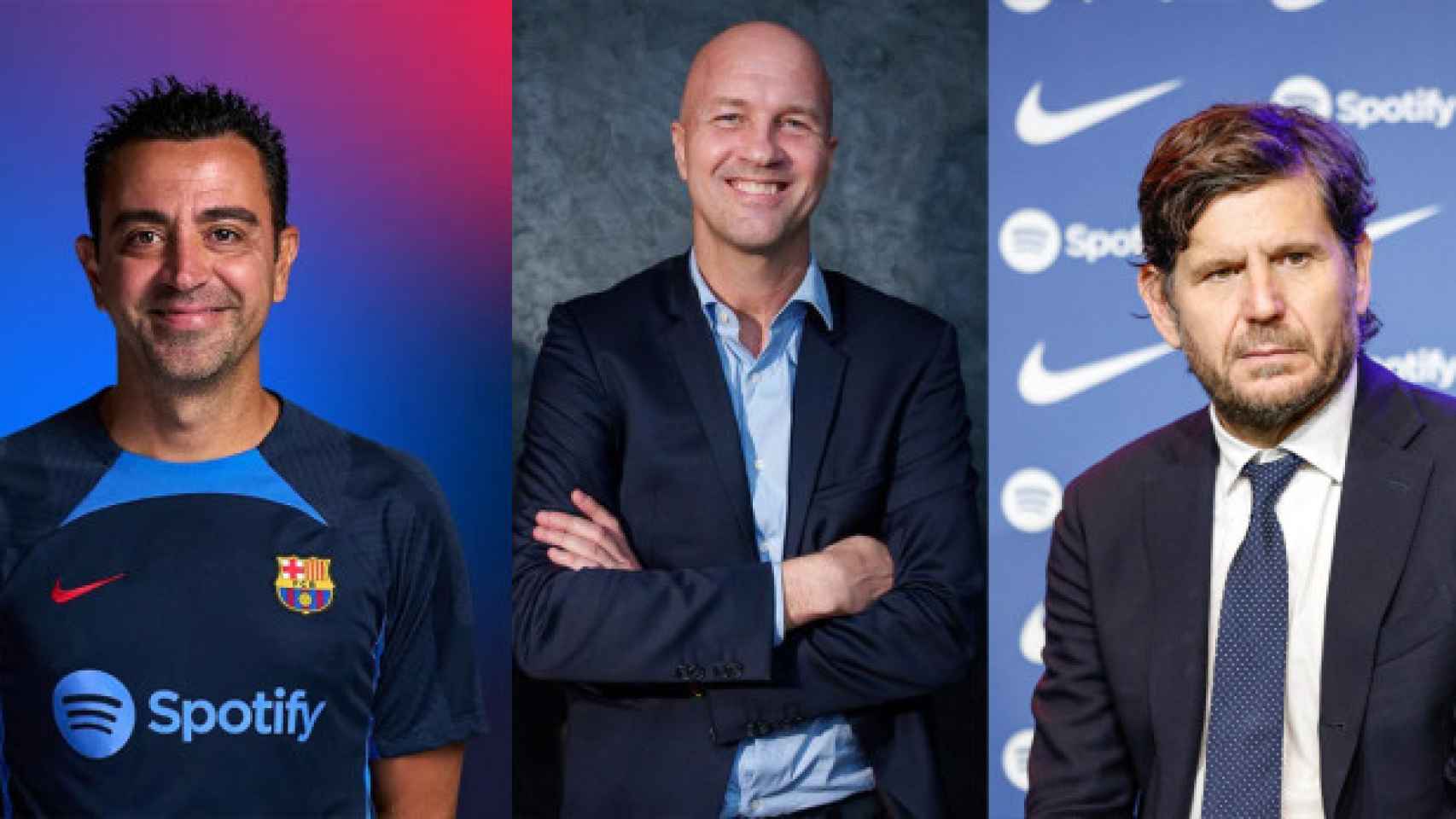 Xavi Hernández, Jordi Cruyff  y Mateu Alemany / FOTOMONTAJE  CULEMANIA